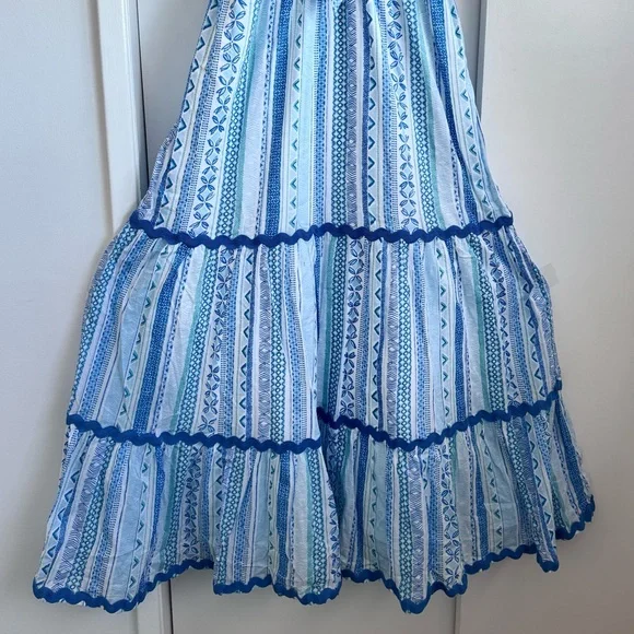 Tori Richard Borderline Zuri Blue Patterned
Cotton Maxi Dress NWT - Picture 10 of 13